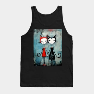 Whimsical Valentines Day Cats Tank Top